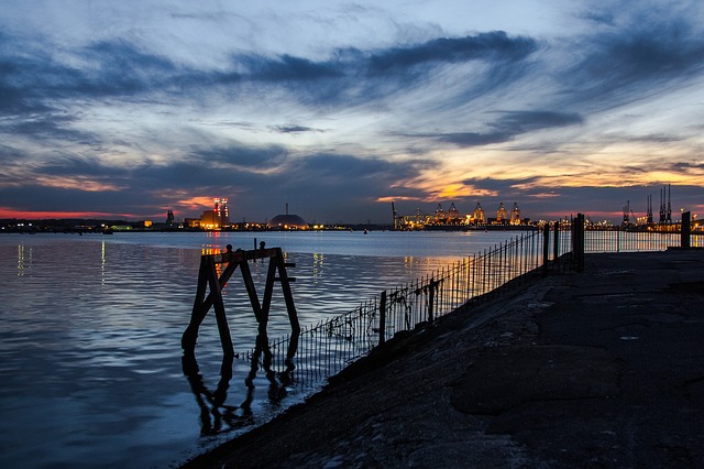 Southampton docks at dusk